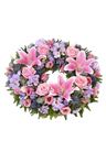 Ghirlanda funebre rosa e lilla