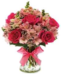 Bouquet di fiori rosa e fucsia
